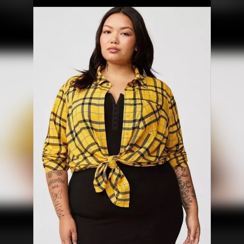 Torrid 2x Challis Button-Down Long Sleeve Shirt